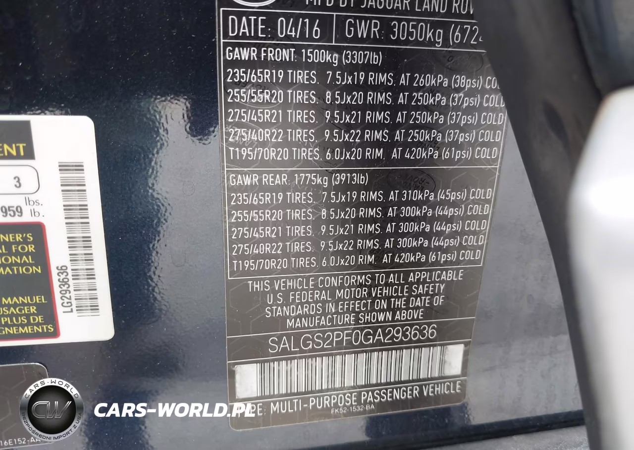 2016 Land Rover Range Rover 3.0L V6 Supercharged Hse VIN:SALGS2PF0GA293636 - 9