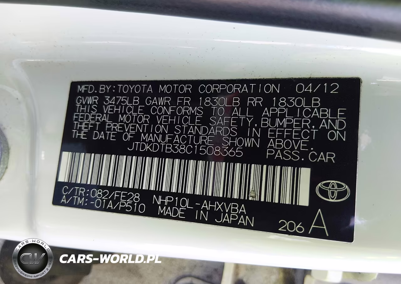2012 Toyota Prius C One VIN:JTDKDTB38C1508365 - 9