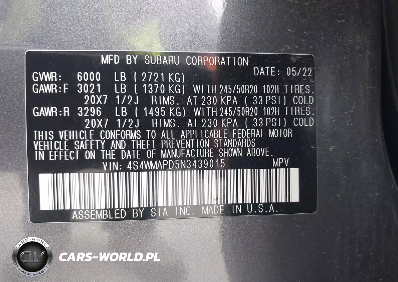 2022 Subaru Ascent Limited VIN:4S4WMAPD5N3439015 - 9