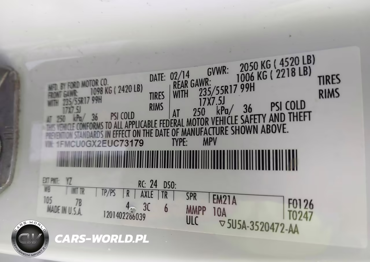 2014 Ford Escape Se VIN:1FMCU0GX2EUC73179 - 9