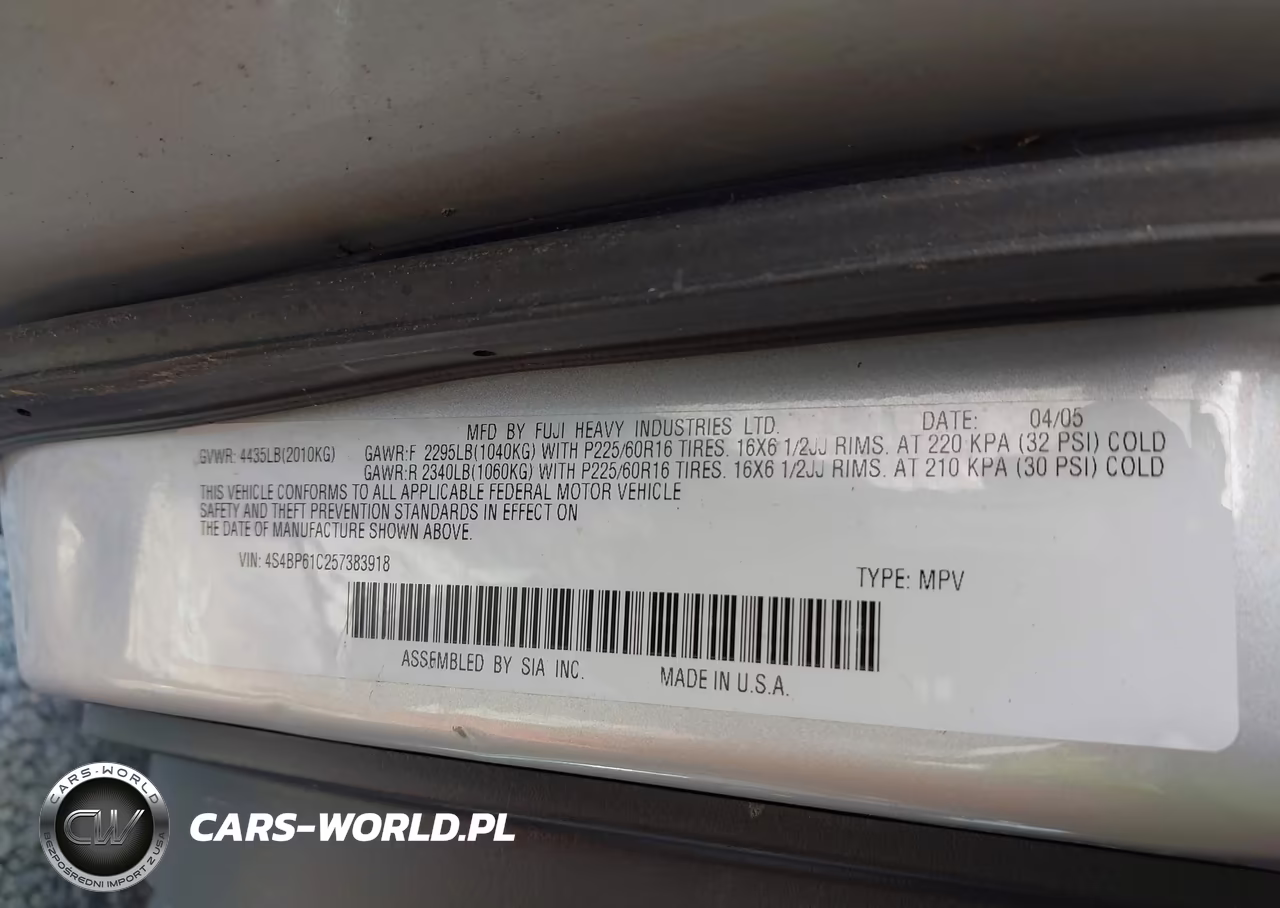 2005 Subaru Outback 2.5I VIN:4S4BP61C257383918 - 9