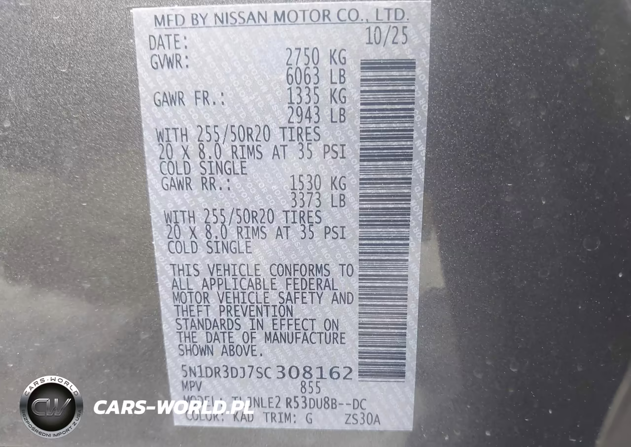 2025 Nissan Pathfinder Platinum 4Wd VIN:5N1DR3DJ7SC308162 - 9
