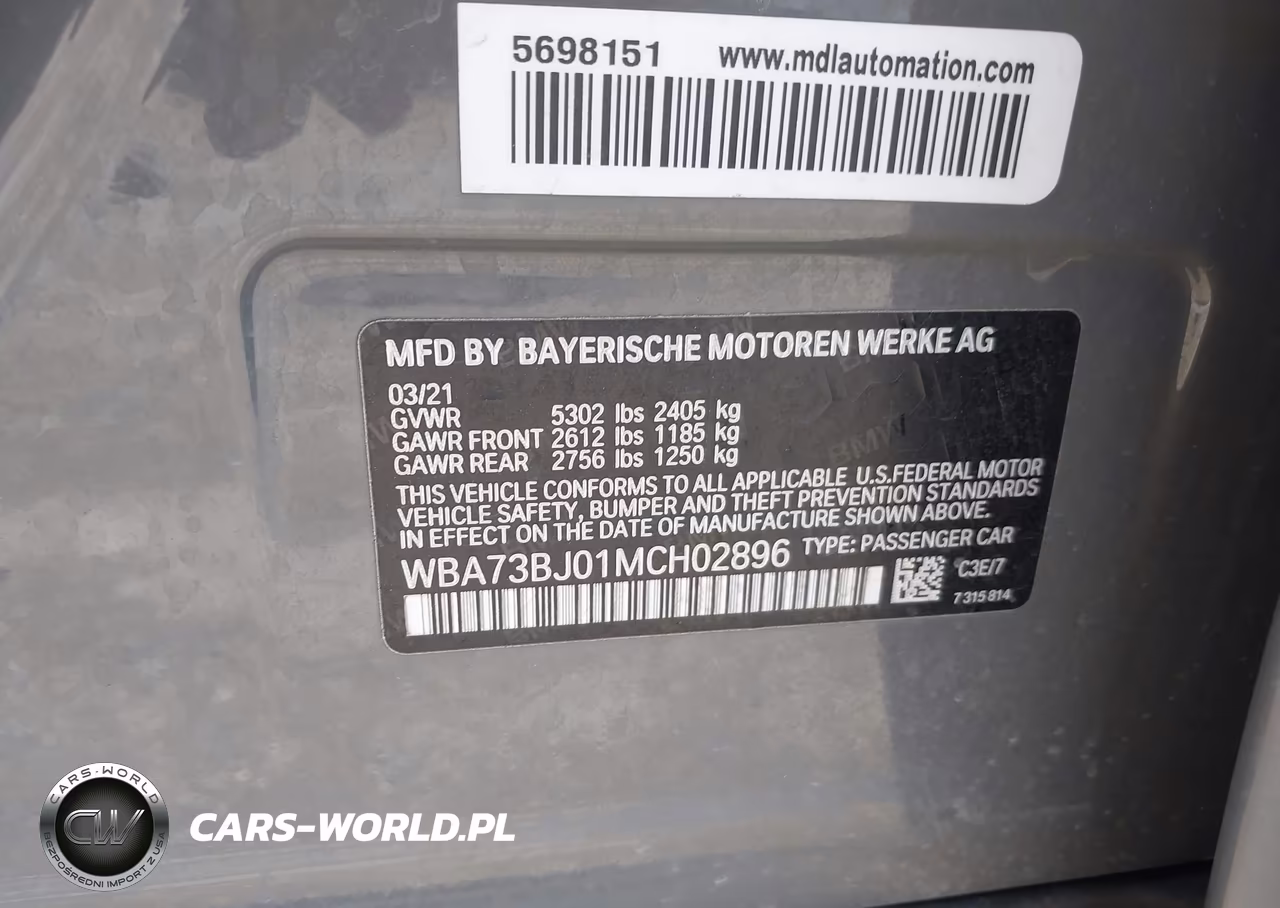 2021 BMW 5 Series 540I xDrive VIN:WBA73BJ01MCH02896 - 9