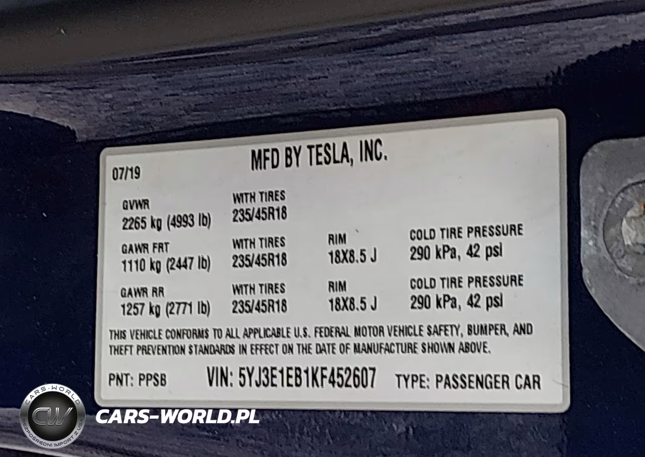 2019 Tesla Model 3 Long Range-Performance VIN:5YJ3E1EB1KF452607 - 9