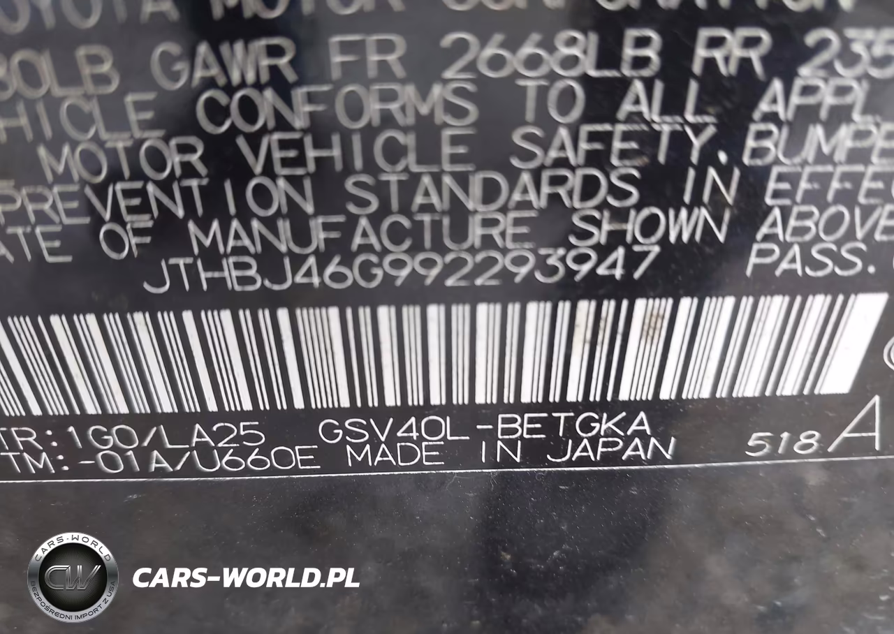 2009 Lexus Es 350 VIN:JTHBJ46G992293947 - 9