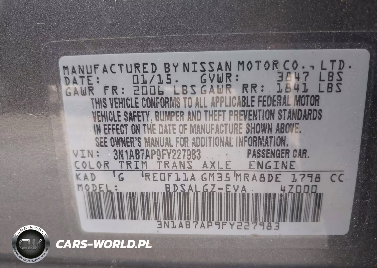 2015 Nissan Sentra Sl VIN:3N1AB7AP9FY227983 - 9