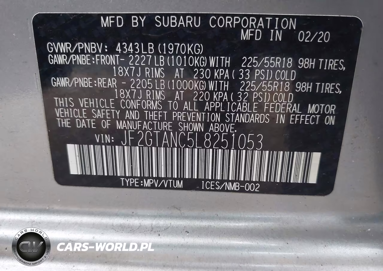 2020 Subaru Crosstrek Limited VIN:JF2GTANC5L8251053 - 9