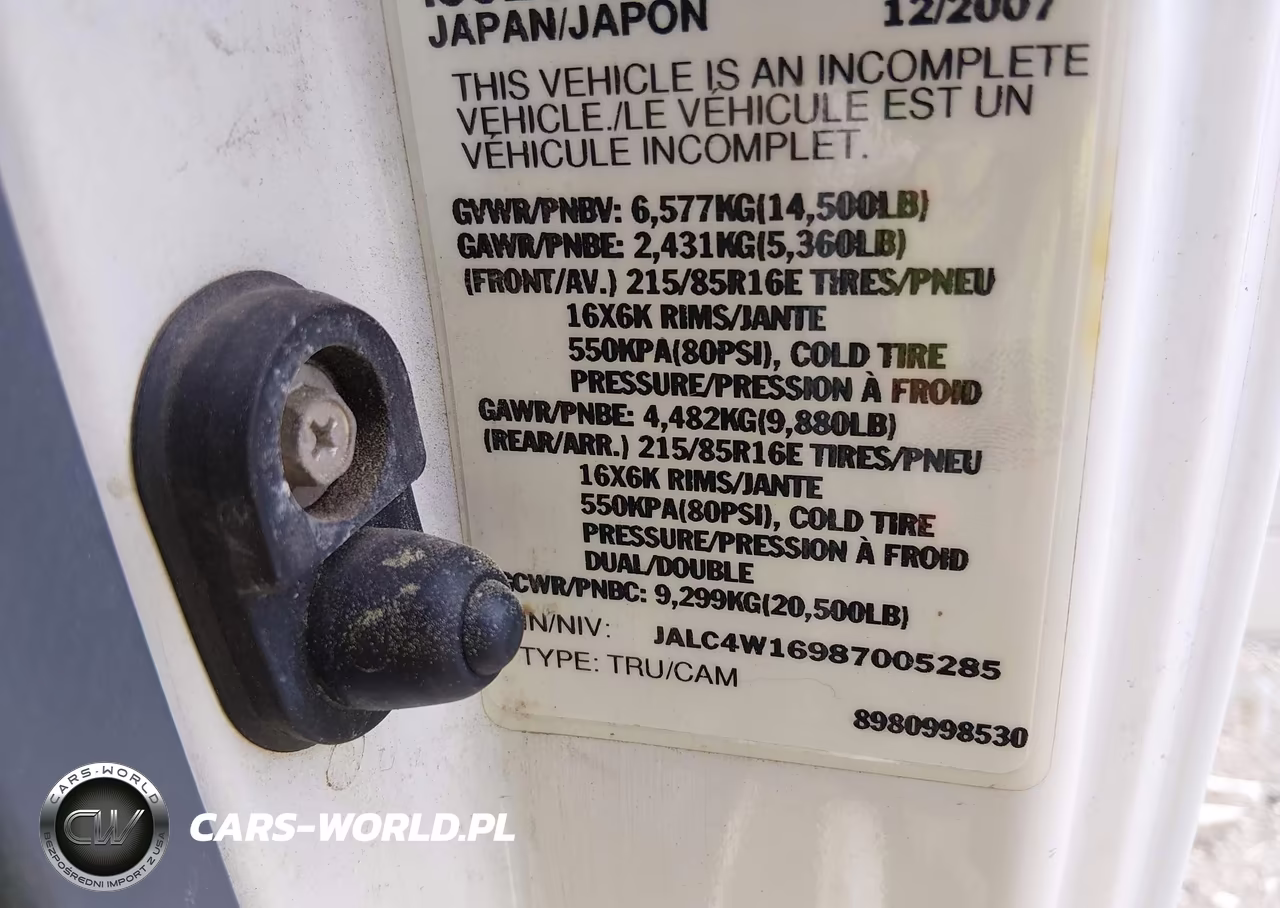 2008 Isuzu Dsl Reg VIN:JALC4W16987005285 - 8