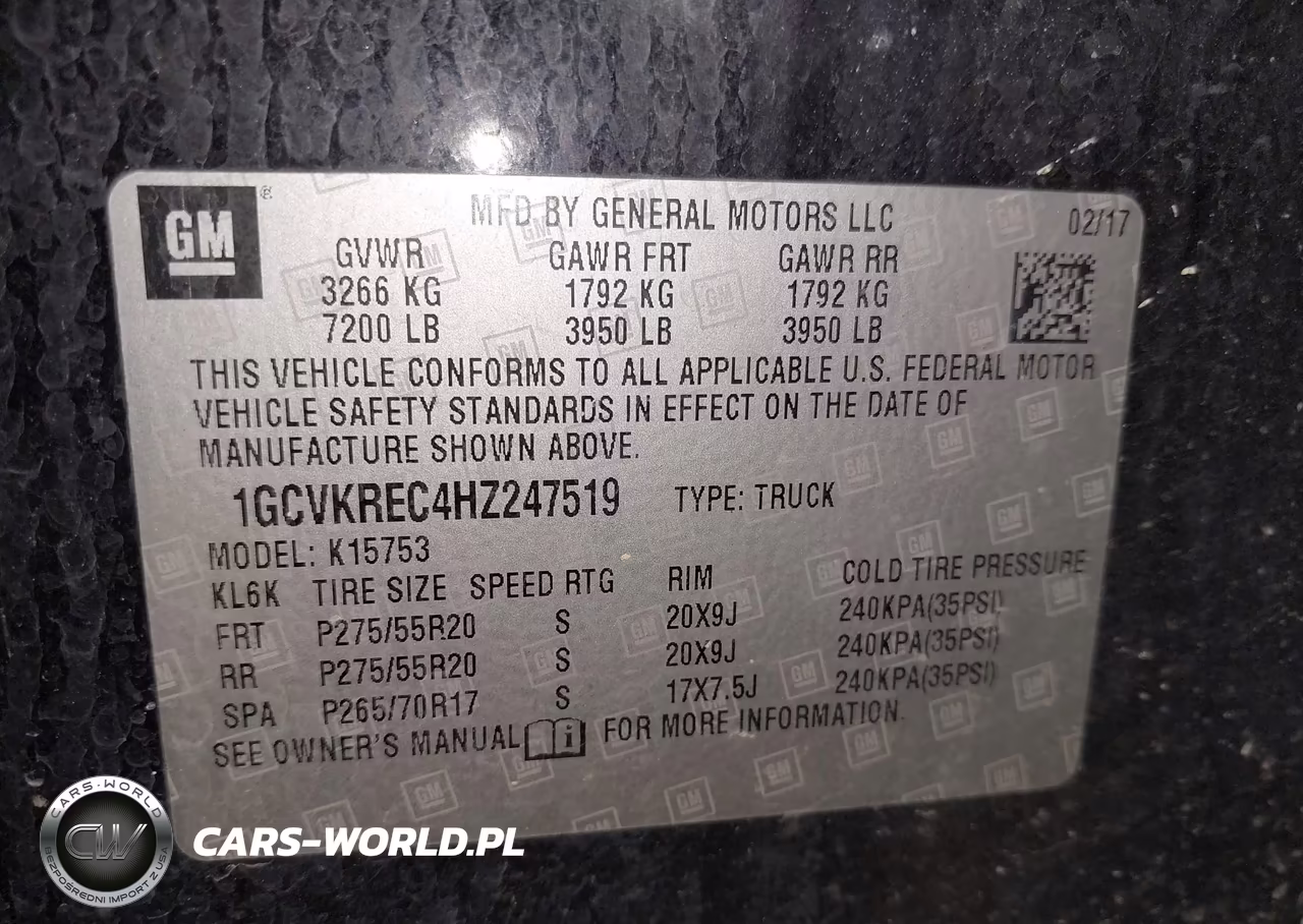 2017 Chevrolet Silverado 1500 2Lt VIN:1GCVKREC4HZ247519 - 9