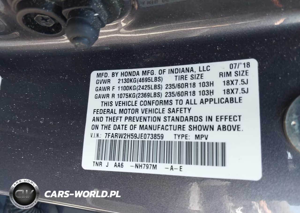 2018 Honda Cr-V Ex VIN:7FARW2H59JE073859 - 9