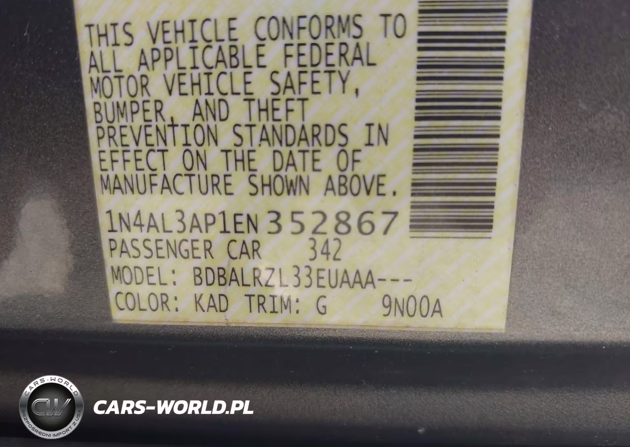 2014 Nissan Altima 2.5-2.5 S-2.5 Sl-2.5 Sv VIN:1N4AL3AP1EN352867 - 9