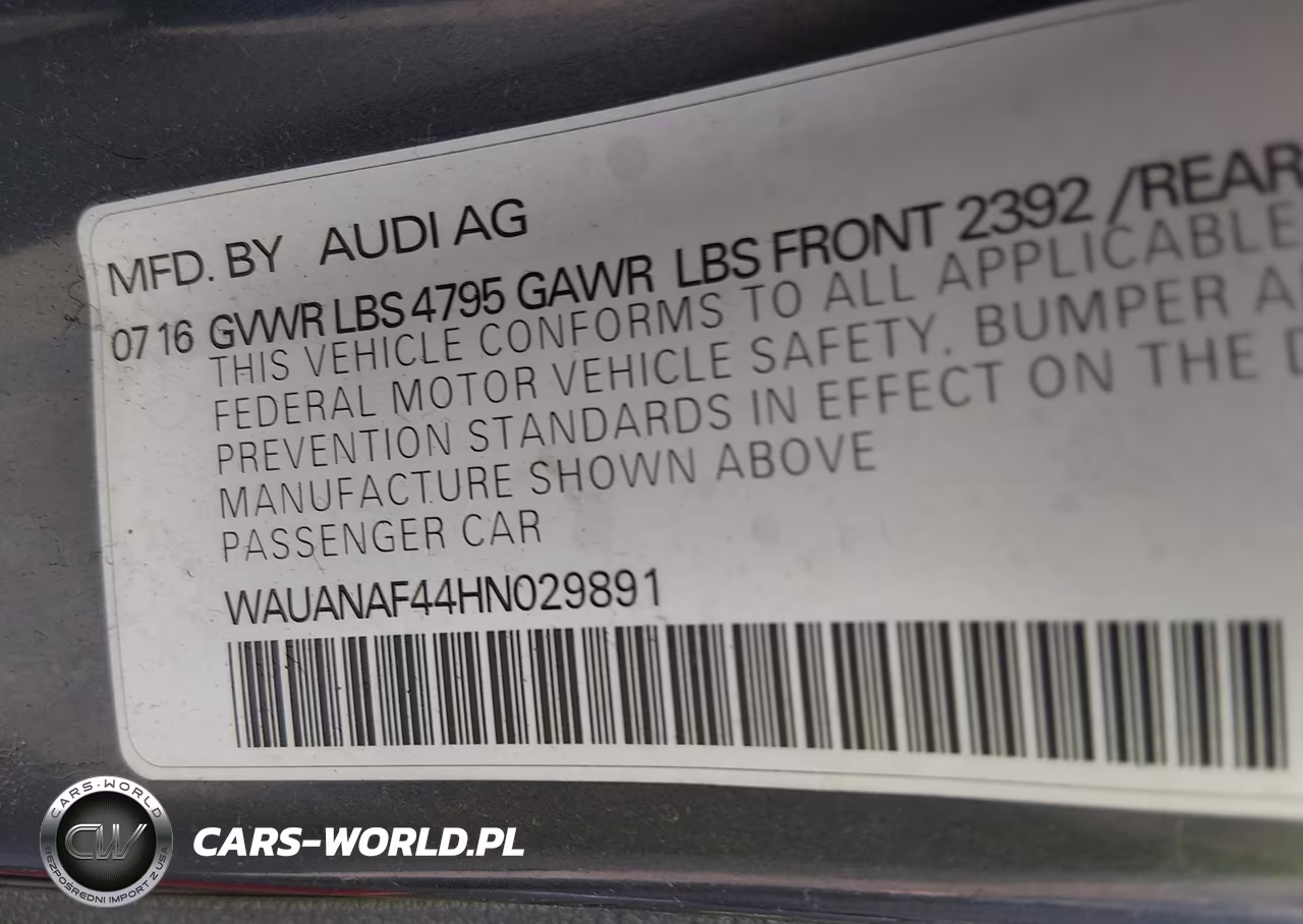 2017 Audi A4 Premium VIN:WAUANAF44HN029891 - 9