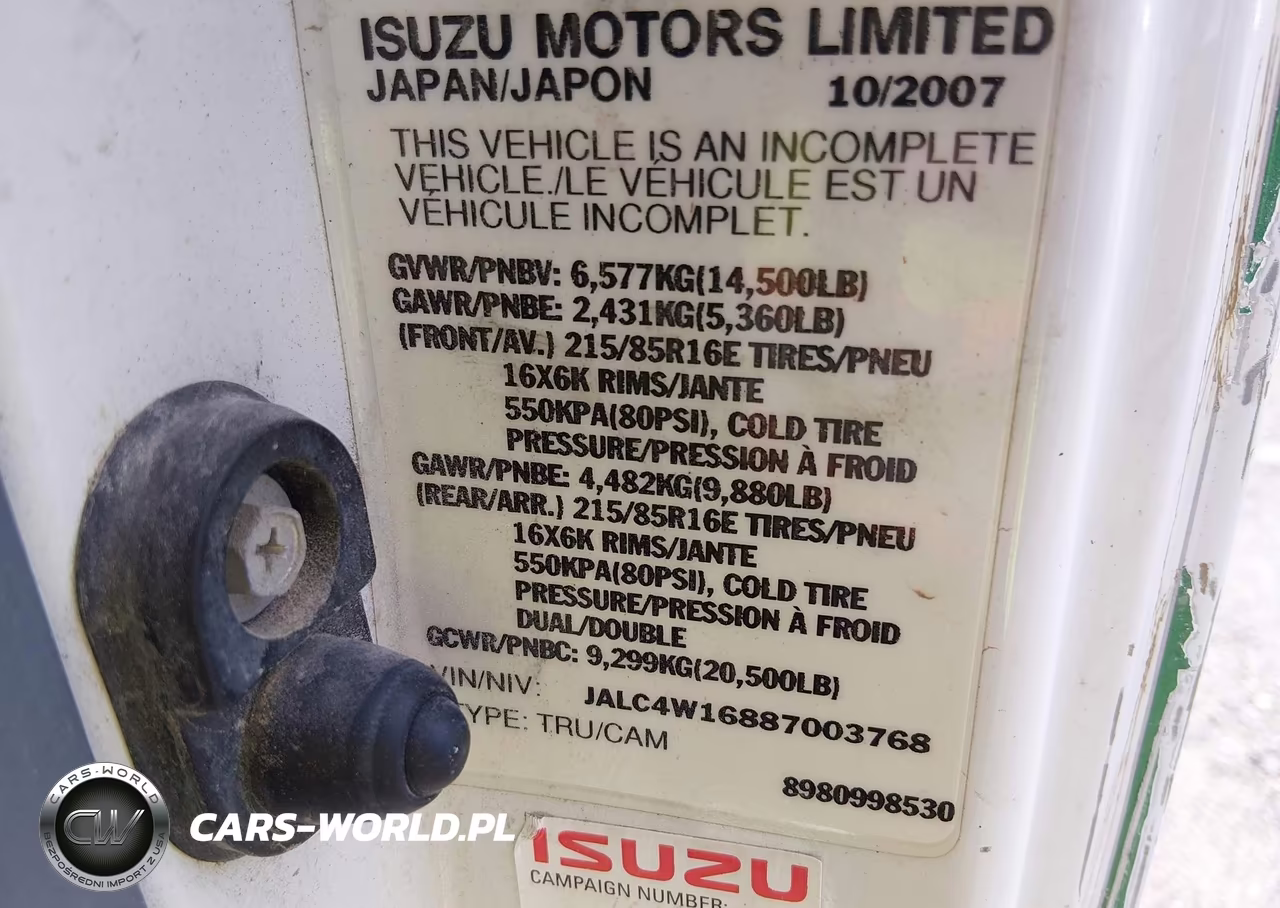 2008 Isuzu Dsl Reg VIN:JALC4W16887003768 - 8