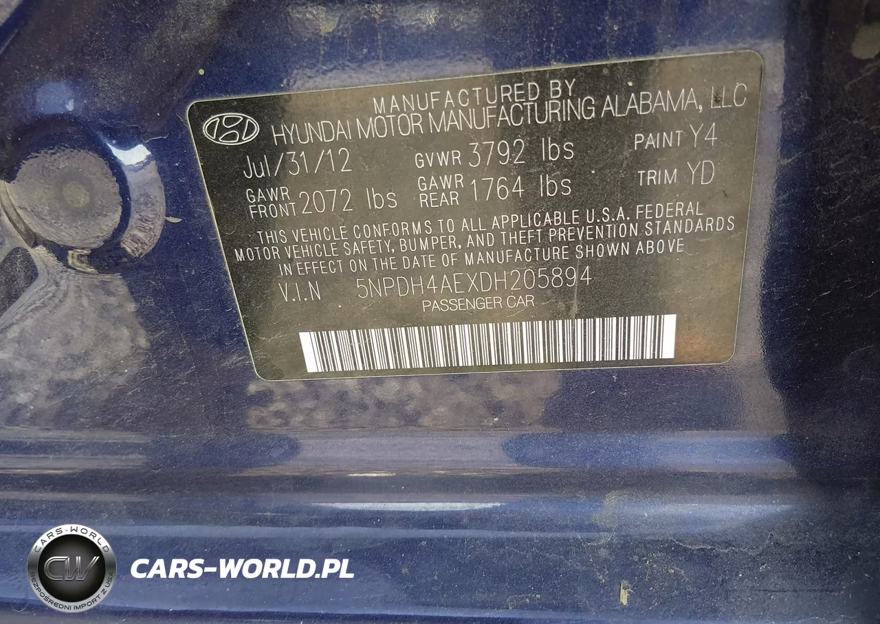 2013 Hyundai Elantra Gls VIN:5NPDH4AEXDH205894 - 9
