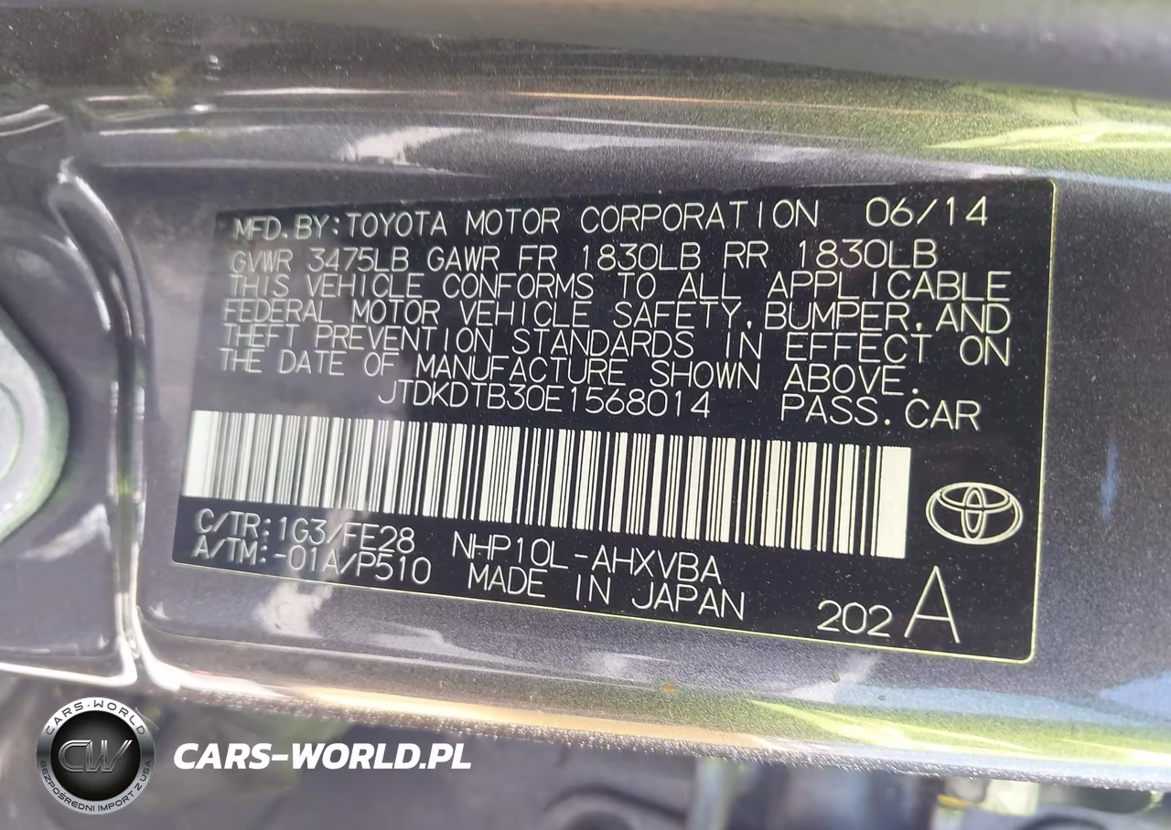 2014 Toyota Prius C One VIN:JTDKDTB30E1568014 - 9