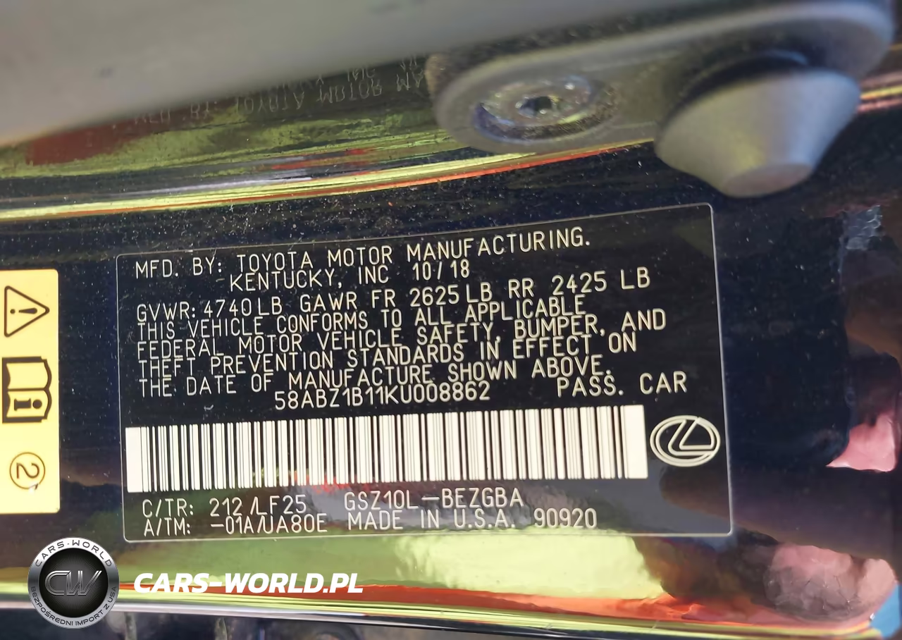 2019 Lexus Es 350 F Sport VIN:58ABZ1B11KU008862 - 9