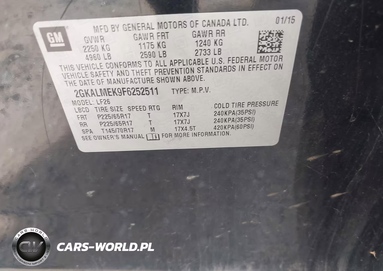 2015 GMC Terrain Sle-1 VIN:2GKALMEK9F6252511 - 9