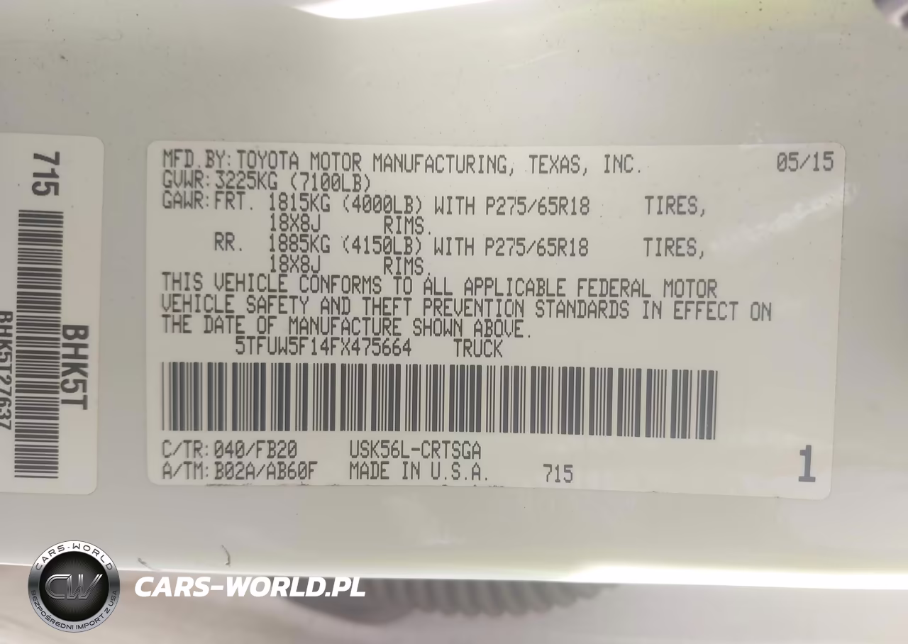 2015 Toyota Tundra Sr5 5.7L V8 VIN:5TFUW5F14FX475664 - 9