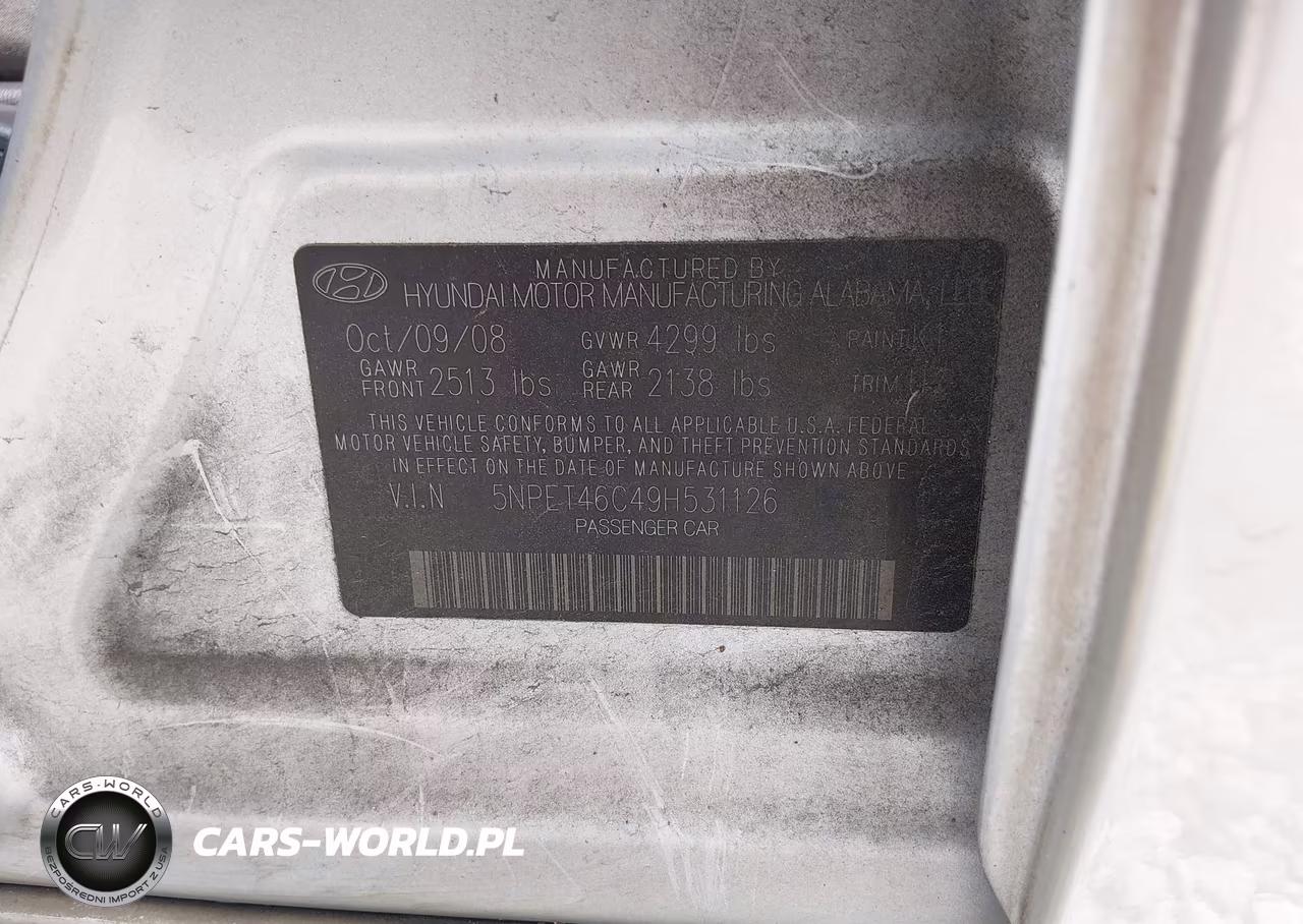 2009 Hyundai Sonata Gls VIN:5NPET46C49H531126 - 9