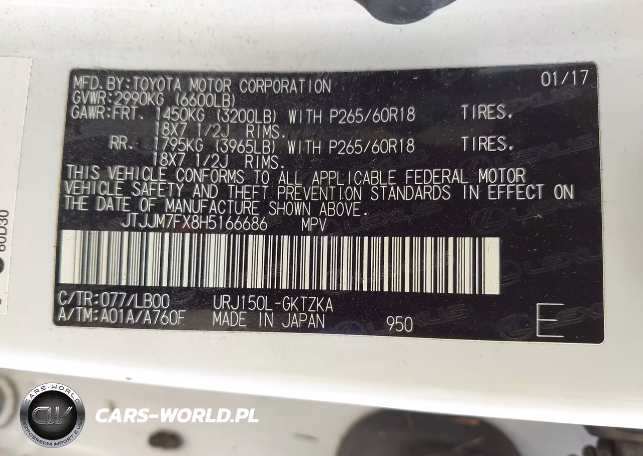 2017 Lexus Gx 460 Luxury VIN:JTJJM7FX8H5166686 - 9