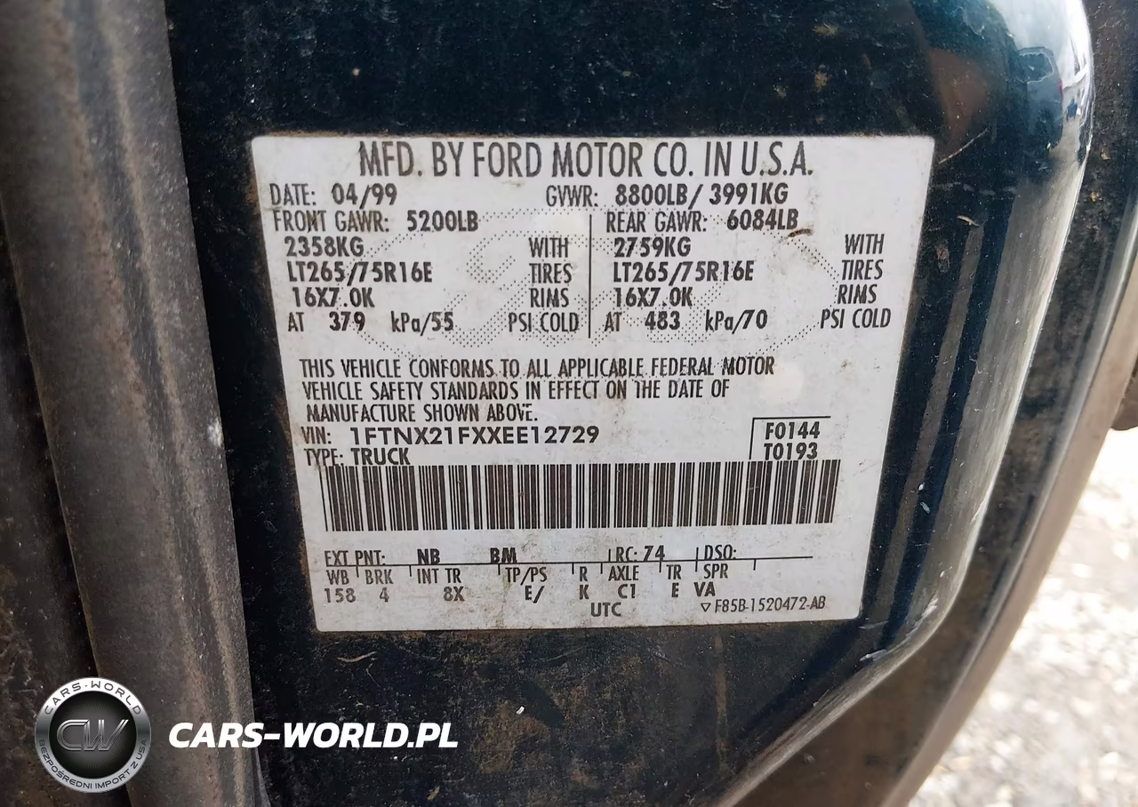 1999 Ford F-250 Lariat-Xl-Xlt VIN:1FTNX21FXXEE12729 - 9