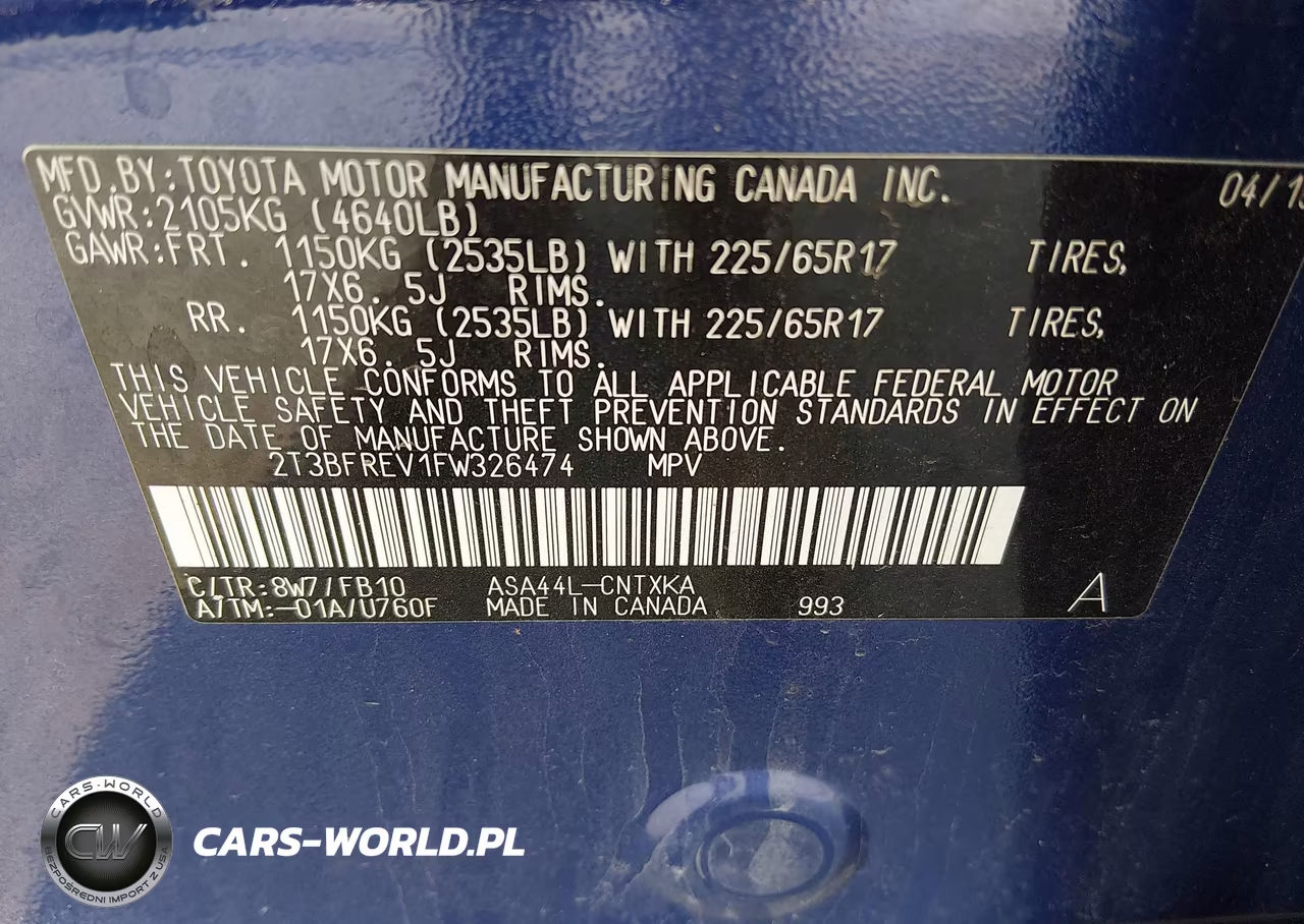 2015 Toyota Rav4 Le VIN:2T3BFREV1FW326474 - 9