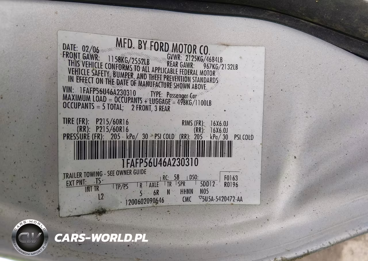 2006 Ford Taurus Sel VIN:1FAFP56U46A230310 - 9