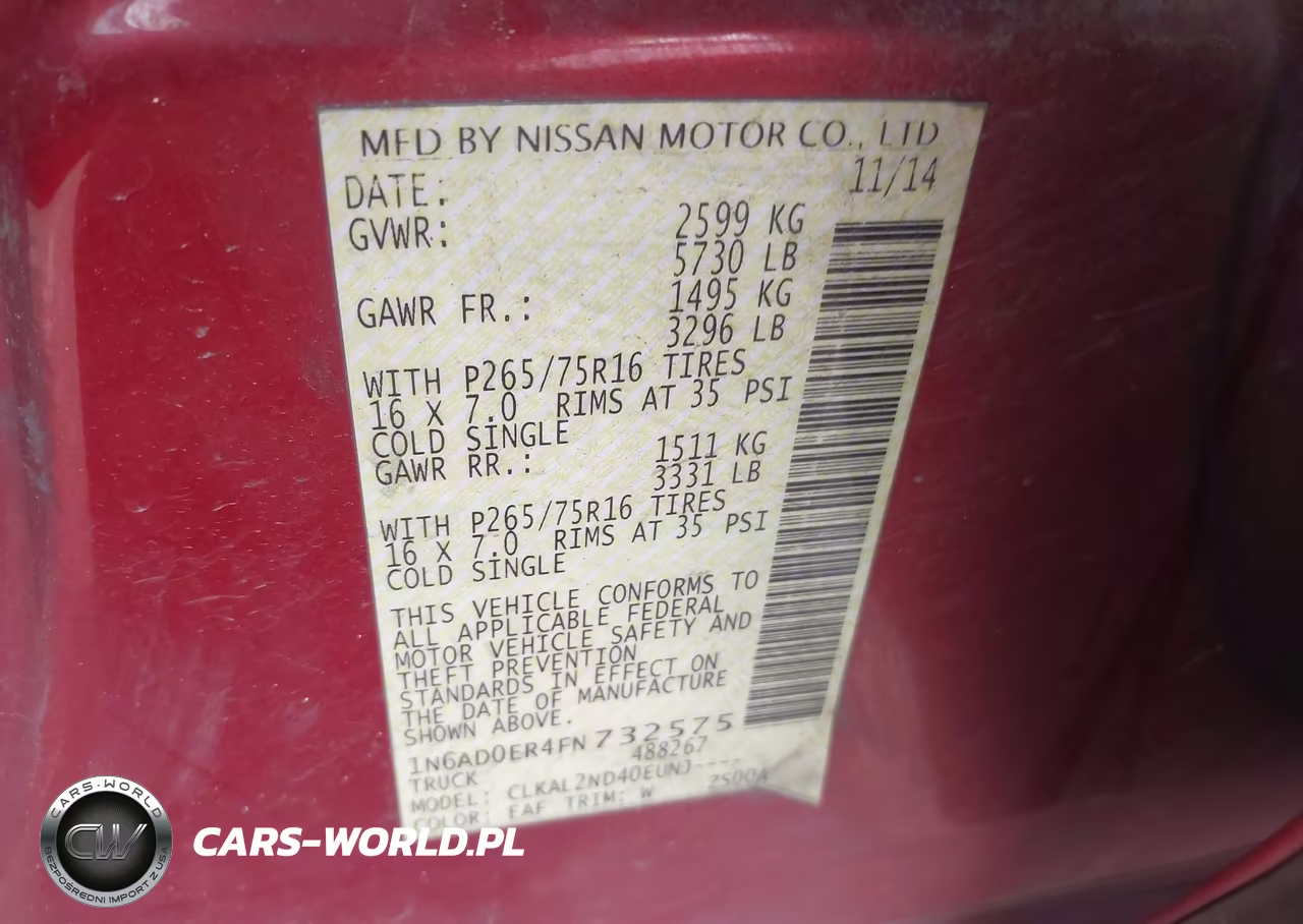 2015 Nissan Frontier Desert Runner VIN:1N6AD0ER4FN732575 - 9