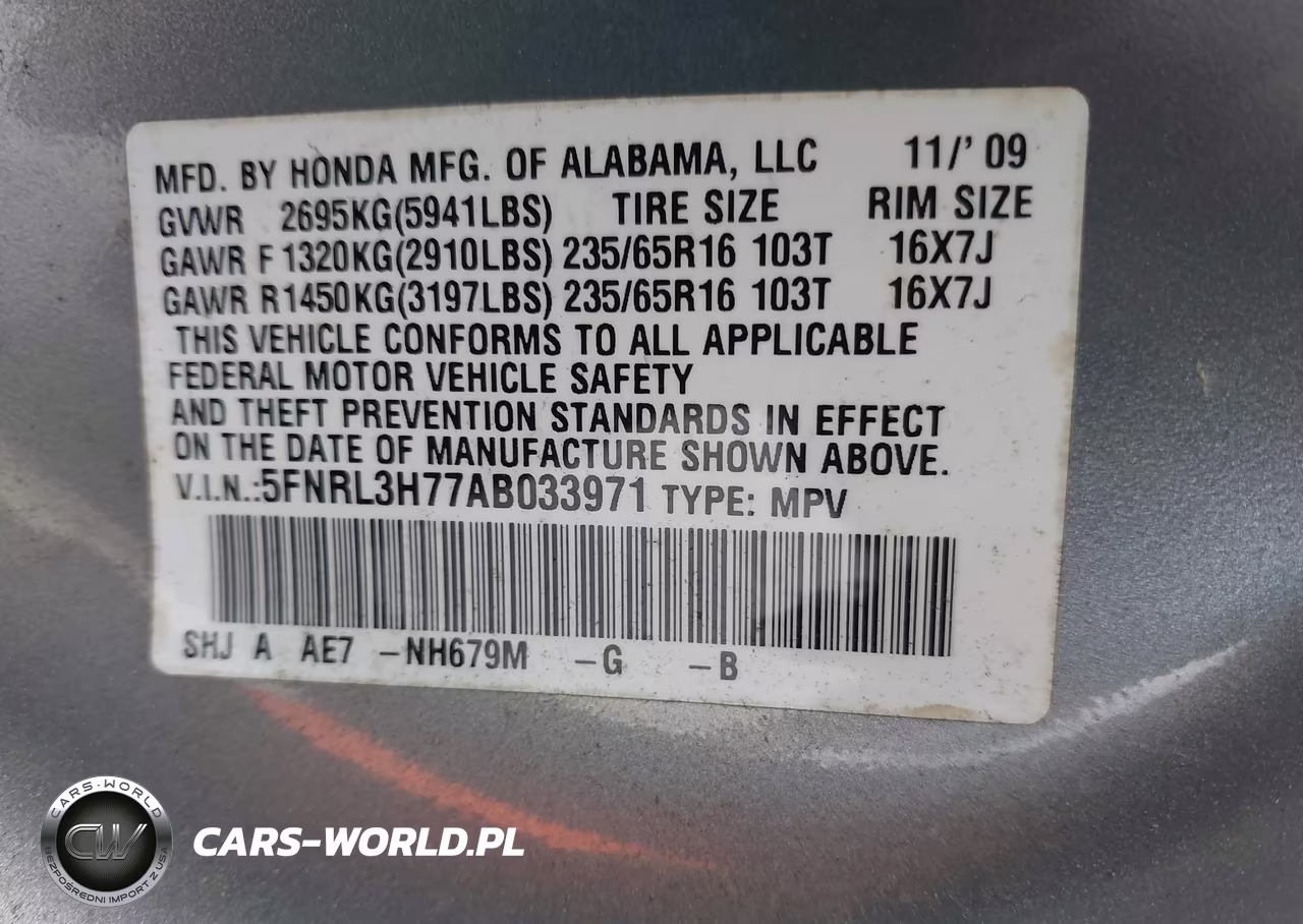 2010 Honda Odyssey Ex-L VIN:5FNRL3H77AB033971 - 9