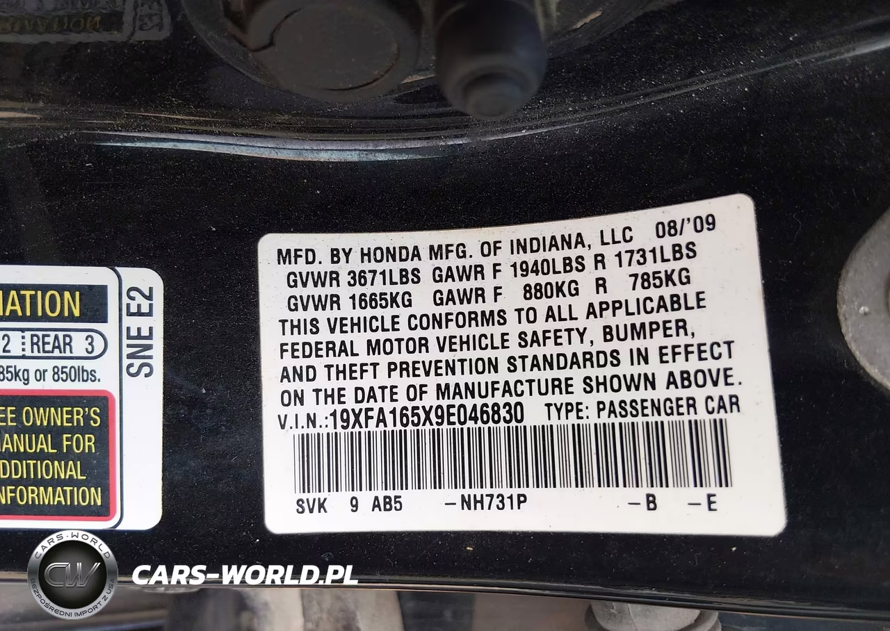 2009 Honda Civic Lx VIN:19XFA165X9E046830 - 9