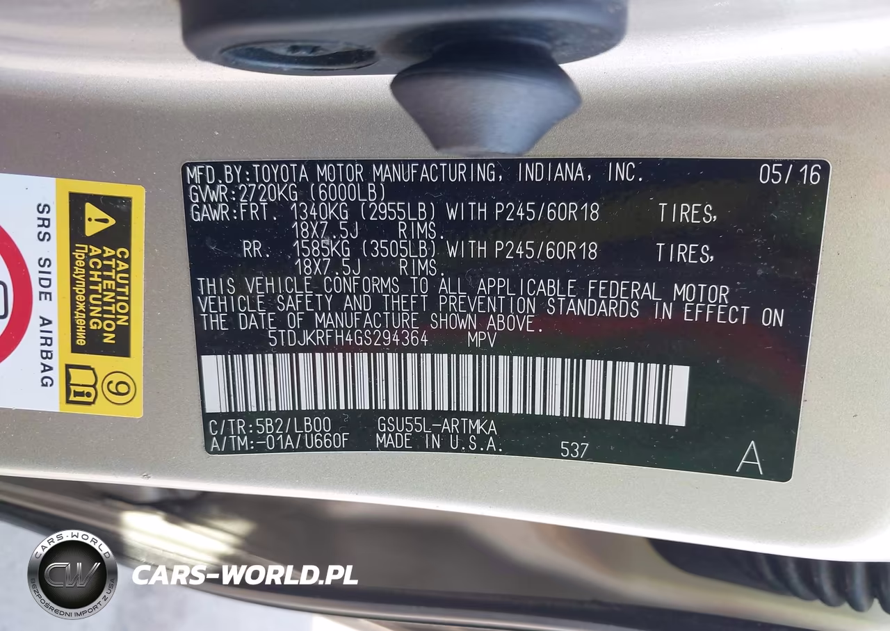 2016 Toyota Highlander Xle V6 VIN:5TDJKRFH4GS294364 - 9