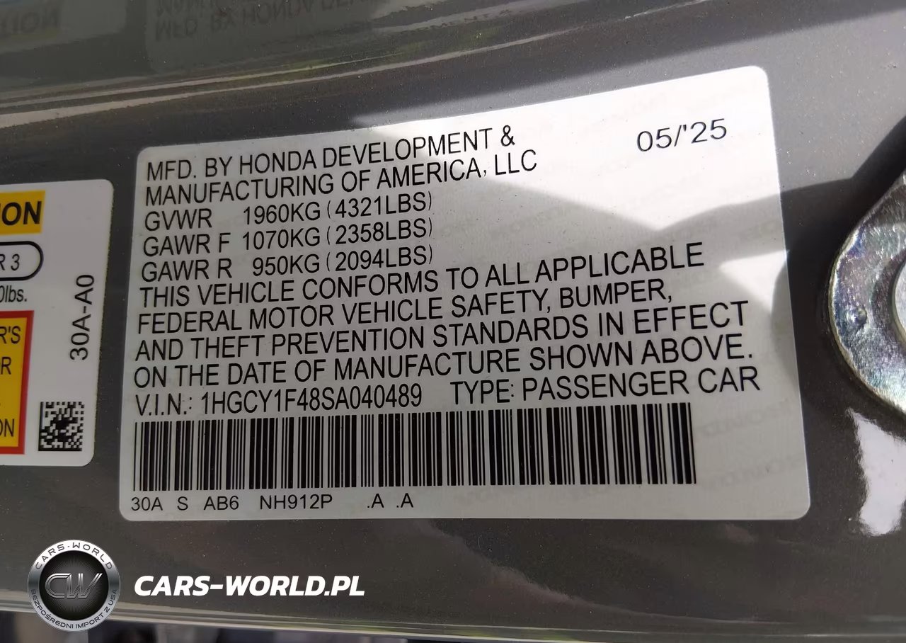 2025 Honda Accord Se VIN:1HGCY1F48SA040489 - 9