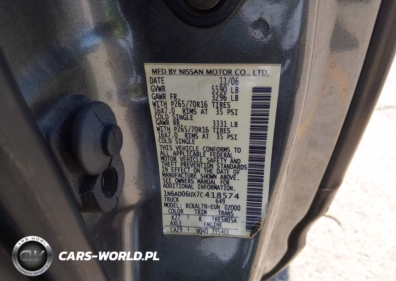 2007 Nissan Frontier Se VIN:1N6AD06UX7C418574 - 9