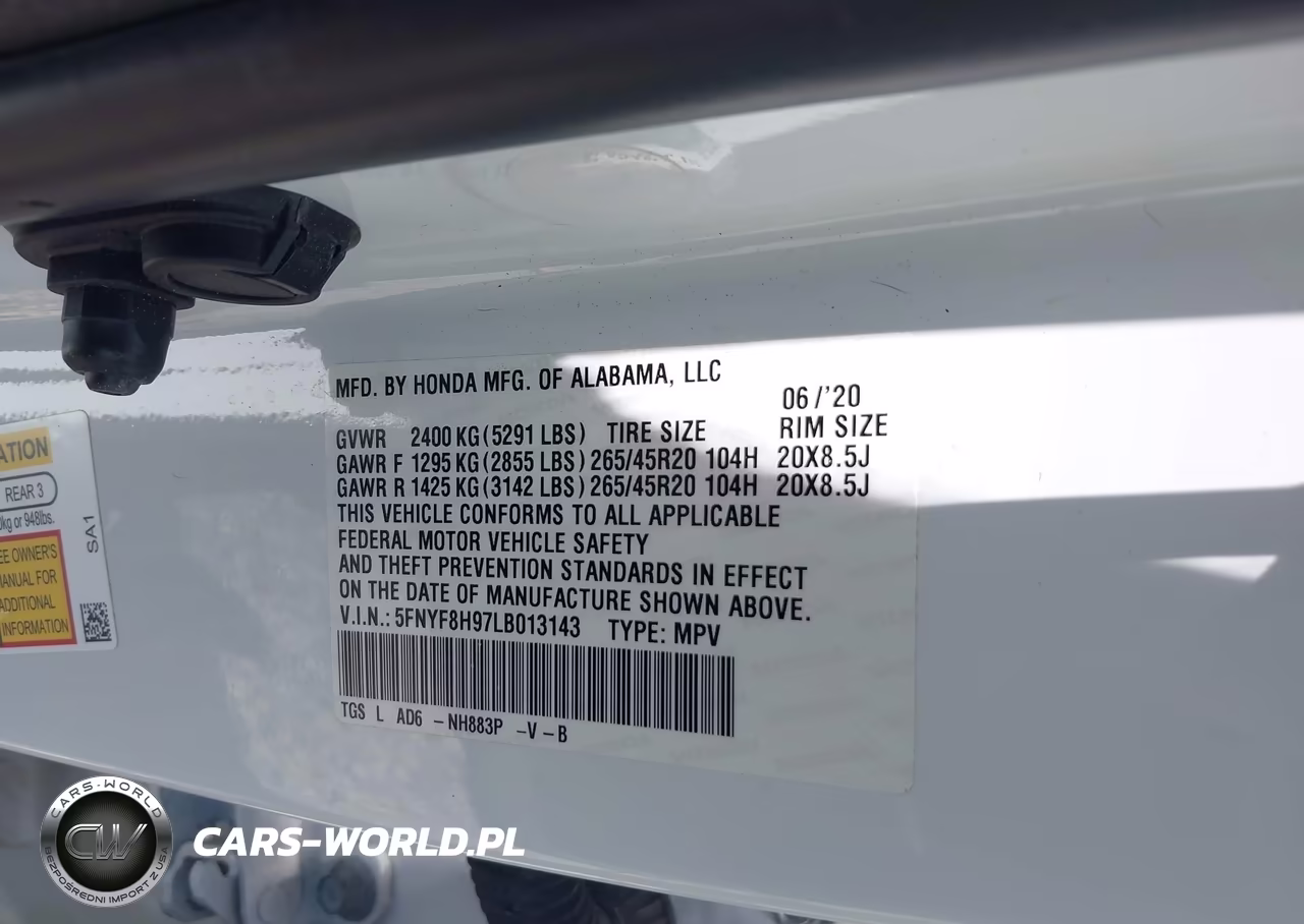 2020 Honda Passport Awd Touring VIN:5FNYF8H97LB013143 - 9