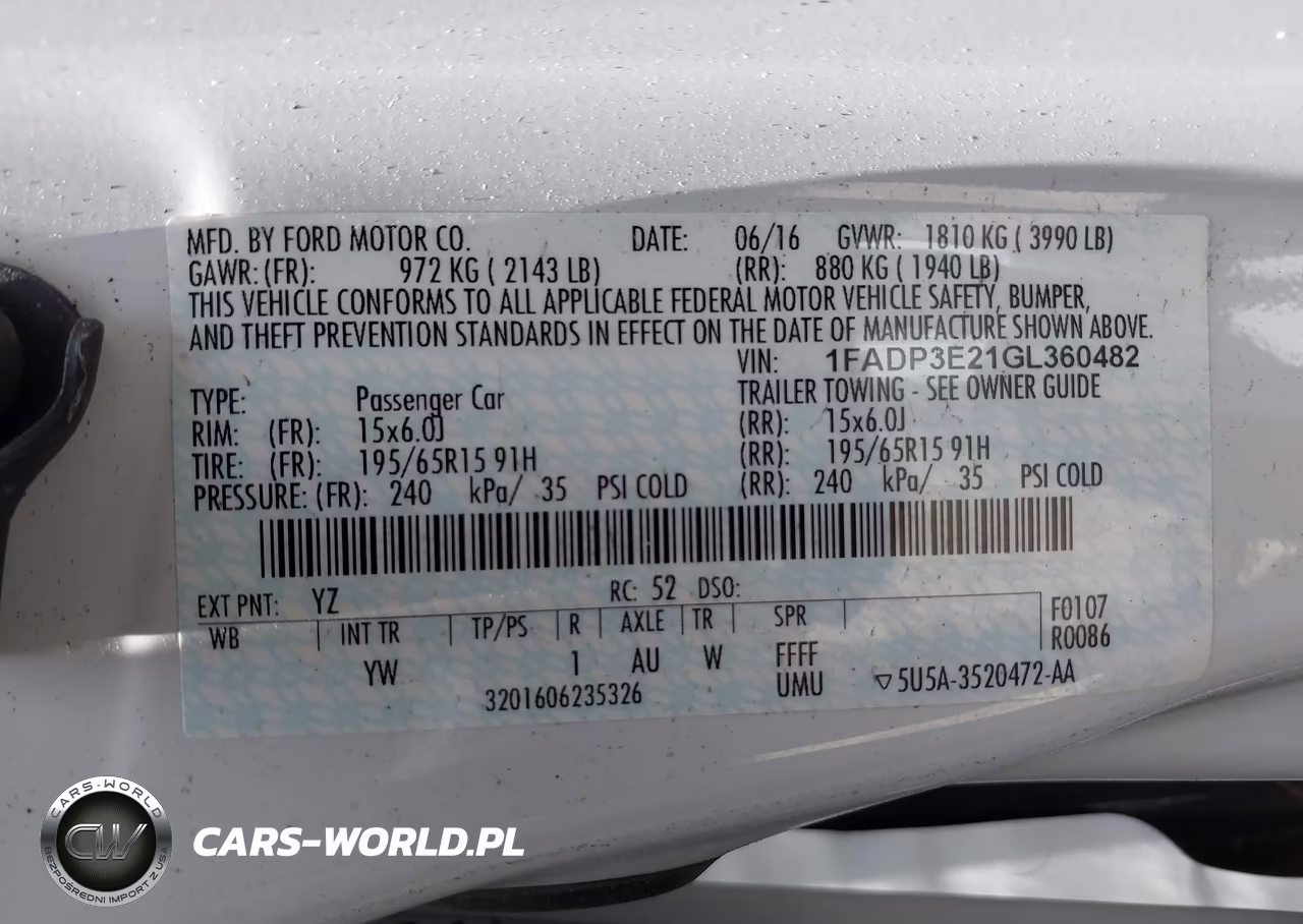 2016 Ford Focus S VIN:1FADP3E21GL360482 - 9