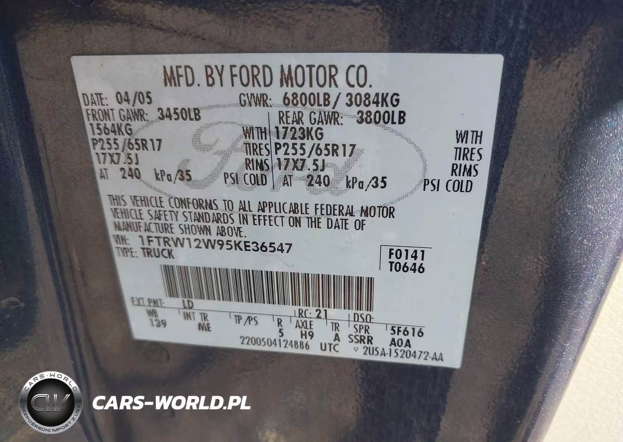 2005 Ford F-150 Xlt VIN:1FTRW12W95KE36547 - 9