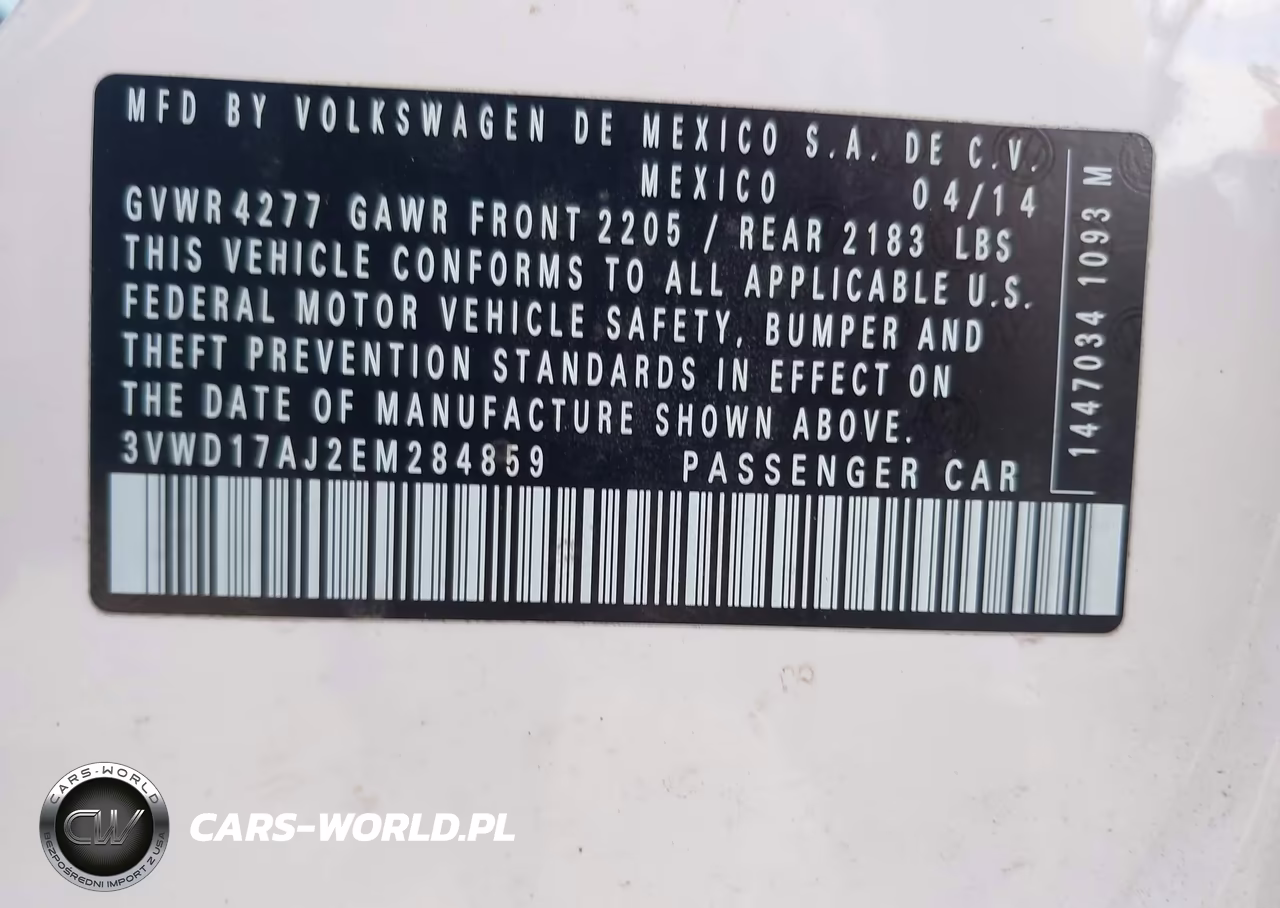2014 Volkswagen Jetta 1.8T Se VIN:3VWD17AJ2EM284859 - 9