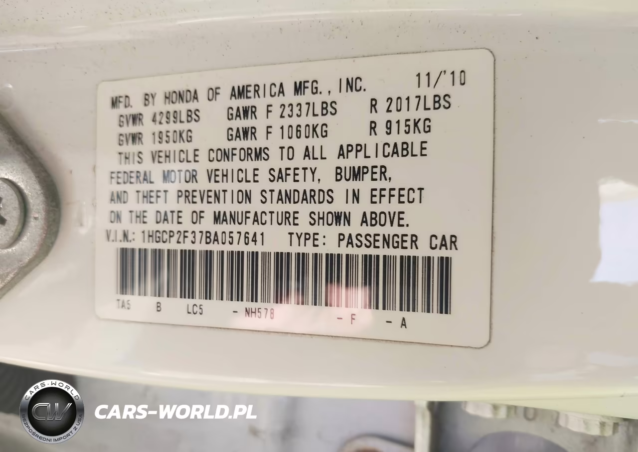 2011 Honda Accord 2.4 Lx VIN:1HGCP2F37BA057641 - 9