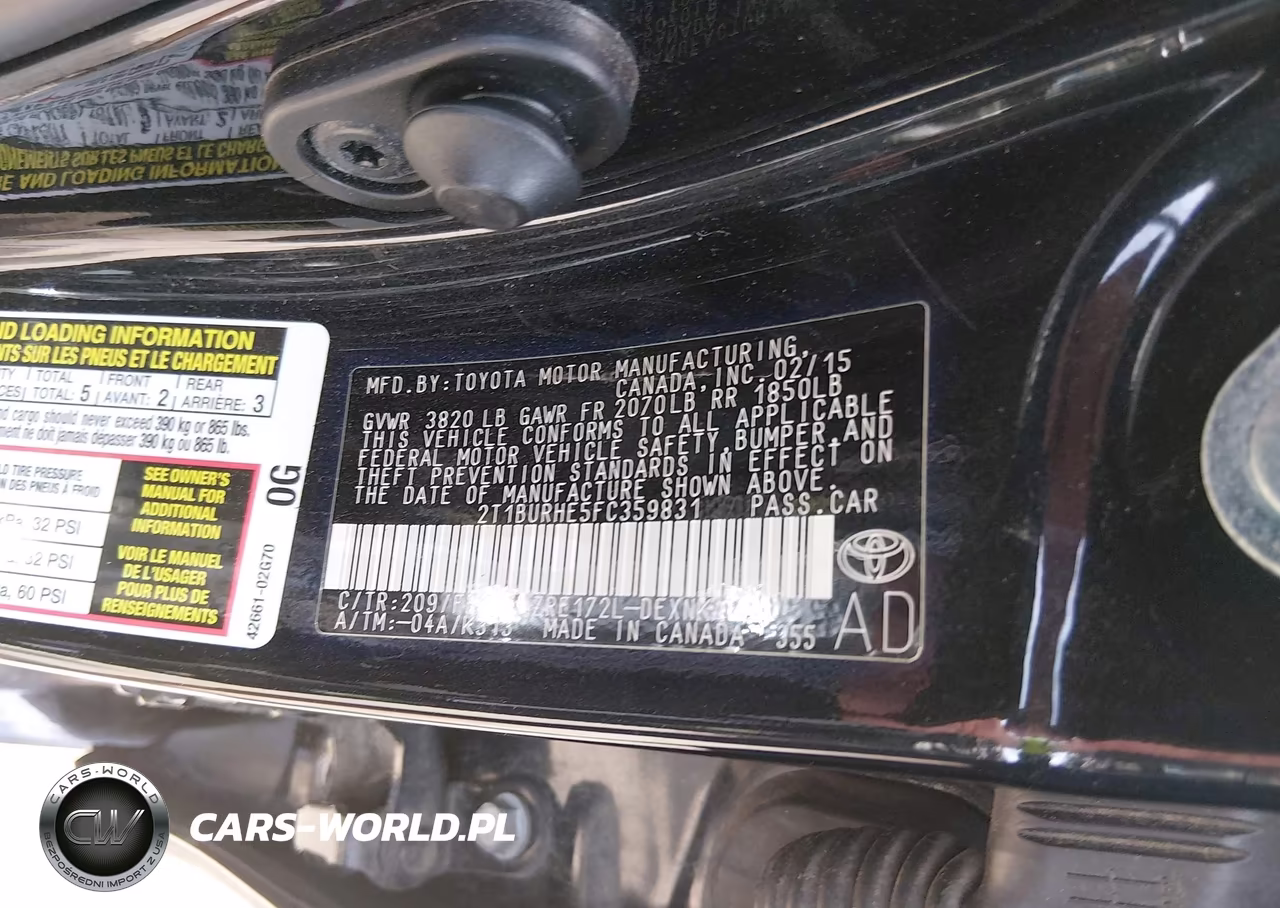 2015 Toyota Corolla Le VIN:2T1BURHE5FC359831 - 9
