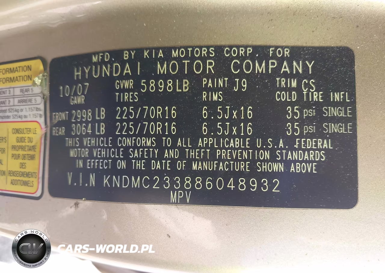 2008 Hyundai Entourage Gls-Limited VIN:KNDMC233886048932 - 9