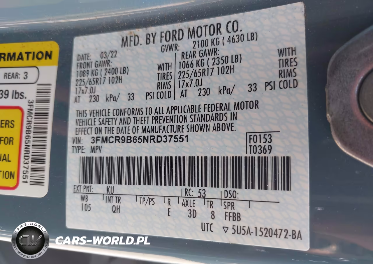 2022 Ford Bronco Sport Big Bend VIN:3FMCR9B65NRD37551 - 9