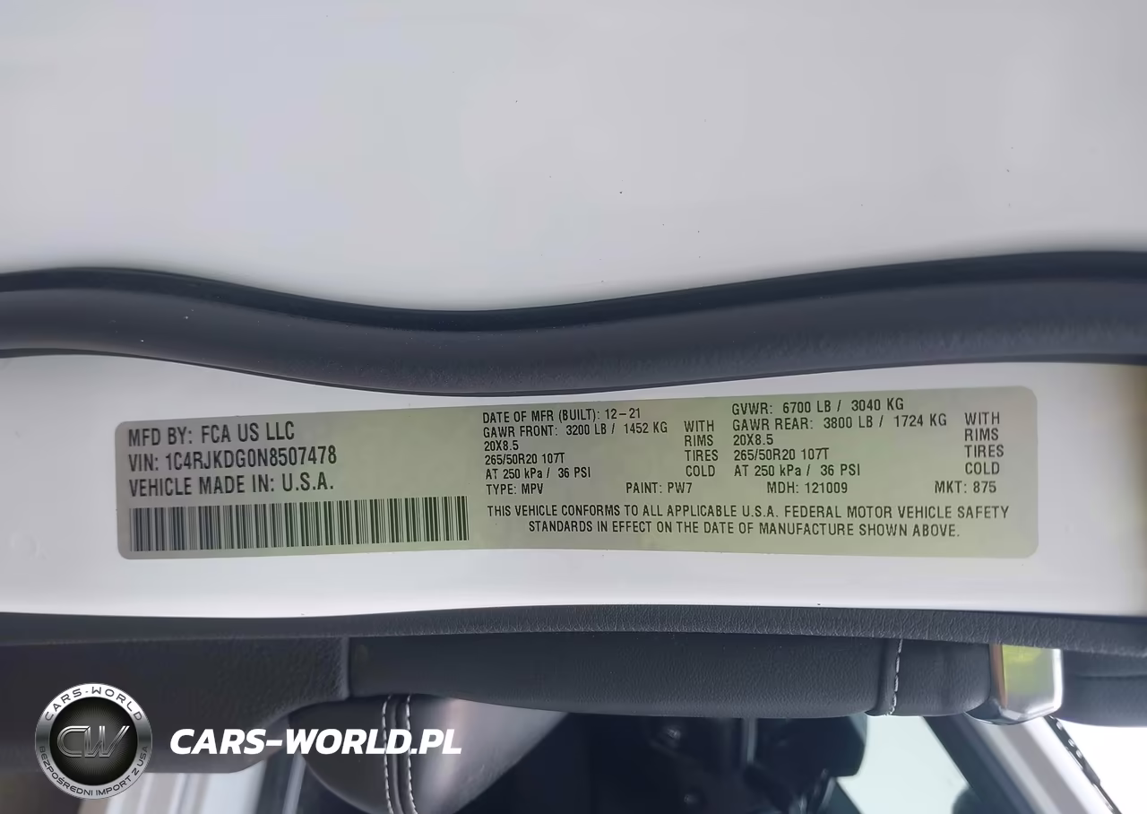 2022 Jeep Grand Cherokee L Overland 4X4 VIN:1C4RJKDG0N8507478 - 9