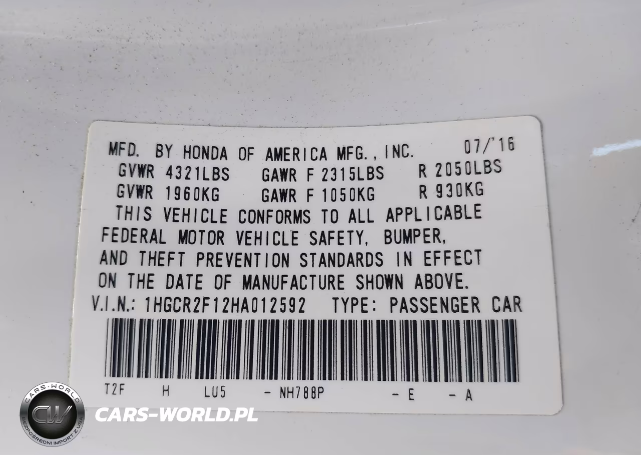 2017 Honda Accord Sport Se VIN:1HGCR2F12HA012592 - 9