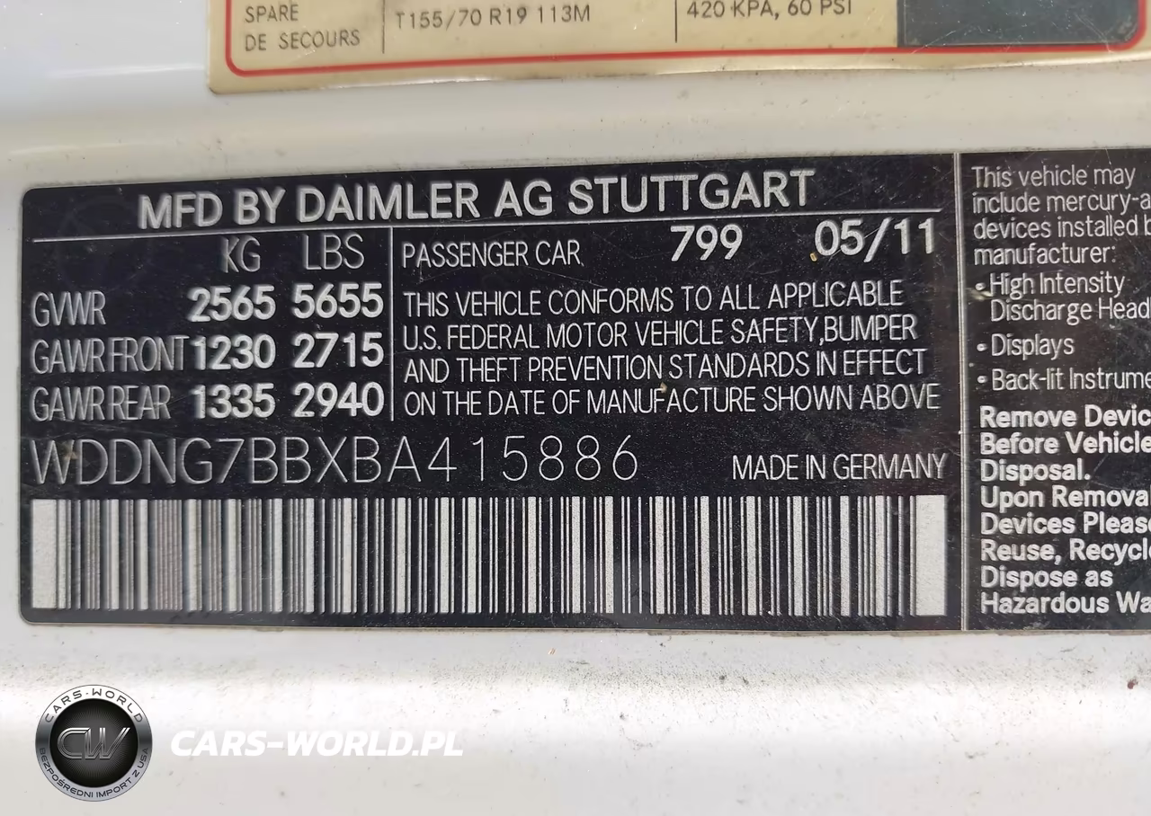 2011 Mercedes-Benz S 550 VIN:WDDNG7BBXBA415886 - 9