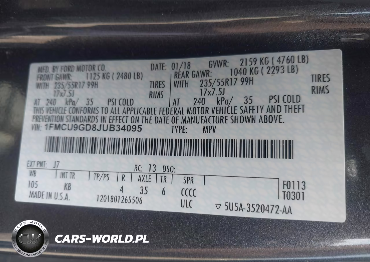 2018 Ford Escape Se VIN:1FMCU9GD8JUB34095 - 9