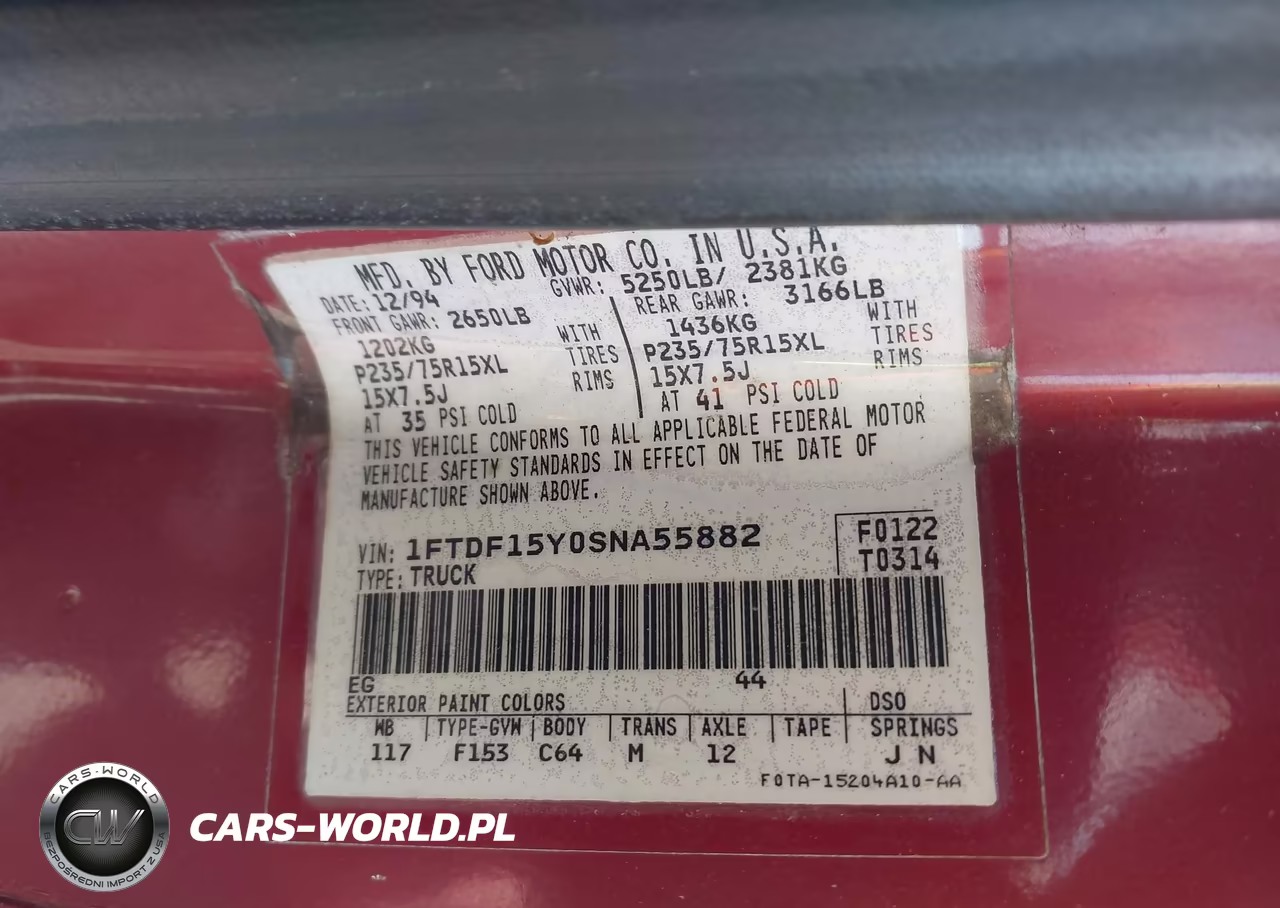 1995 Ford F150 VIN:1FTDF15Y0SNA55882 - 9