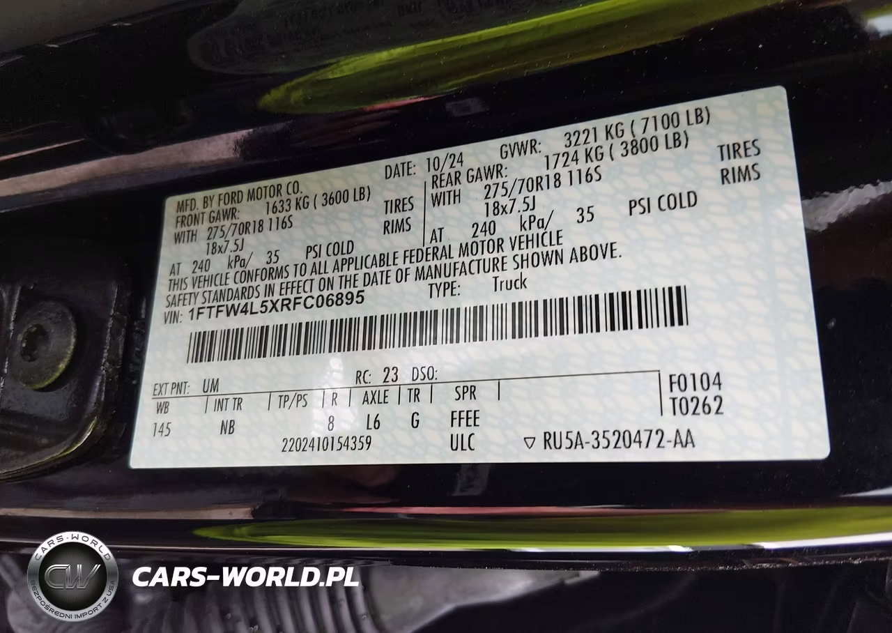 2024 Ford F-150 Tremor VIN:1FTFW4L5XRFC06895 - 9