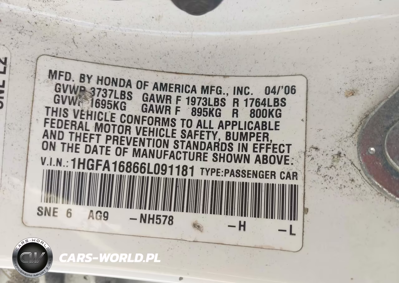 2006 Honda Civic Ex VIN:1HGFA16866L091181 - 9