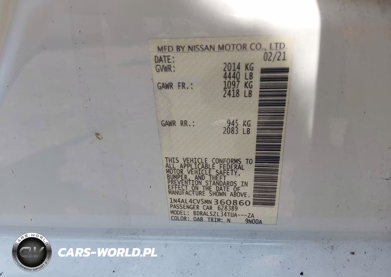 2021 Nissan Altima Sr Vc-Turbo Fwd VIN:1N4AL4CV5MN360860 - 9