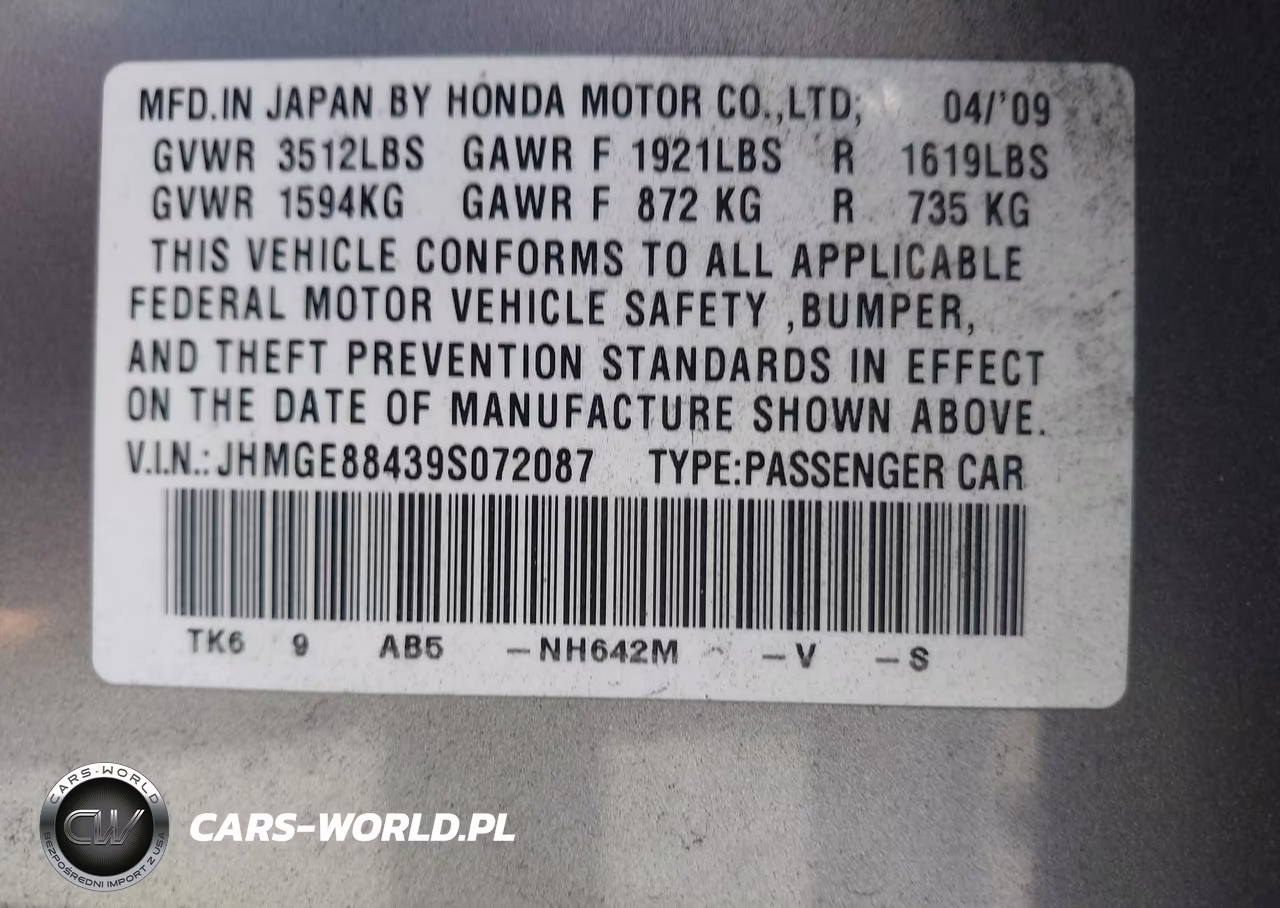 2009 Honda Fit Sport VIN:JHMGE88439S072087 - 9